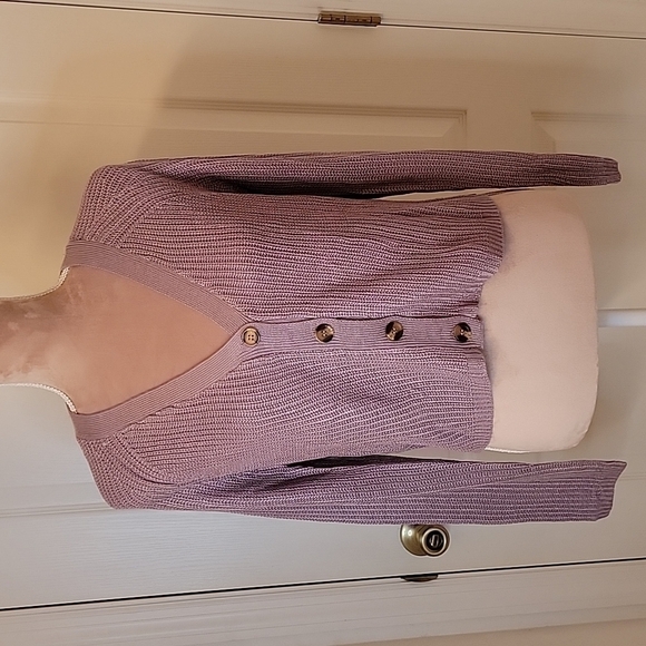 Cloud Chaser Cropped Cardigan Sweater, Dark Lavender/Heather Purple, Size Jr M - Picture 1 of 8